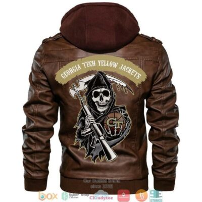 Georgia Tech Yellow Jackets NCAA Basketball Sons Of Anarchy Brown Motorcycle Leather Jacket LJ1281