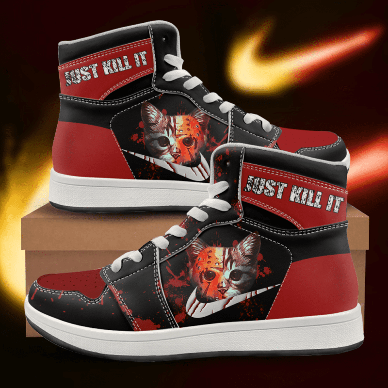 Halloween Cat Jason Voorhees Just Kill It Air Jordan 1 High Top Sneakers Custom Shoes