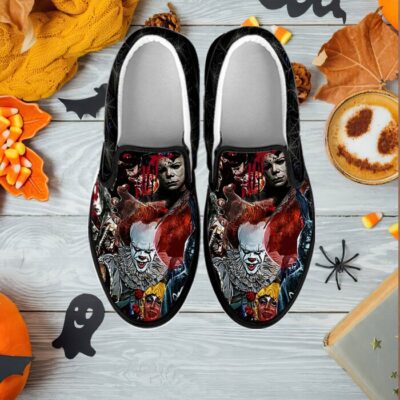 Horror Friend Characters Custom Sip On Shoes, Halloween Canvas Shoes, Chucky Vans Shoes, Slip On Shoes, IT, Michael Myers