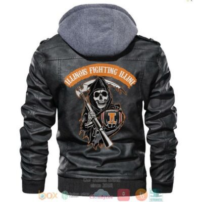 Illinois Fighting Illini NCAA Football Sons Of Anarchy Black Leather Jacket LJ1421