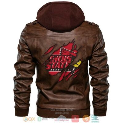 Illinois State Redbirds NCAA Brown Motorcycle Men Art Leather Jacket LJ1426