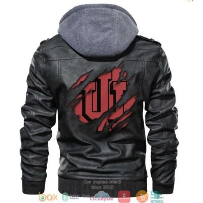 Indiana Hoosiers NCAA Black Motorcycle Leather Jacket LJ1446