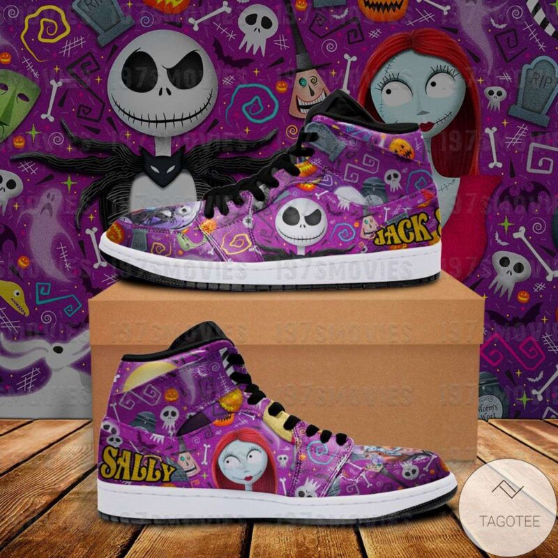 Jack Skellington Sally The Nightmare Before Christmas Air Jordan 1 High Top Sneakers Custom Shoes