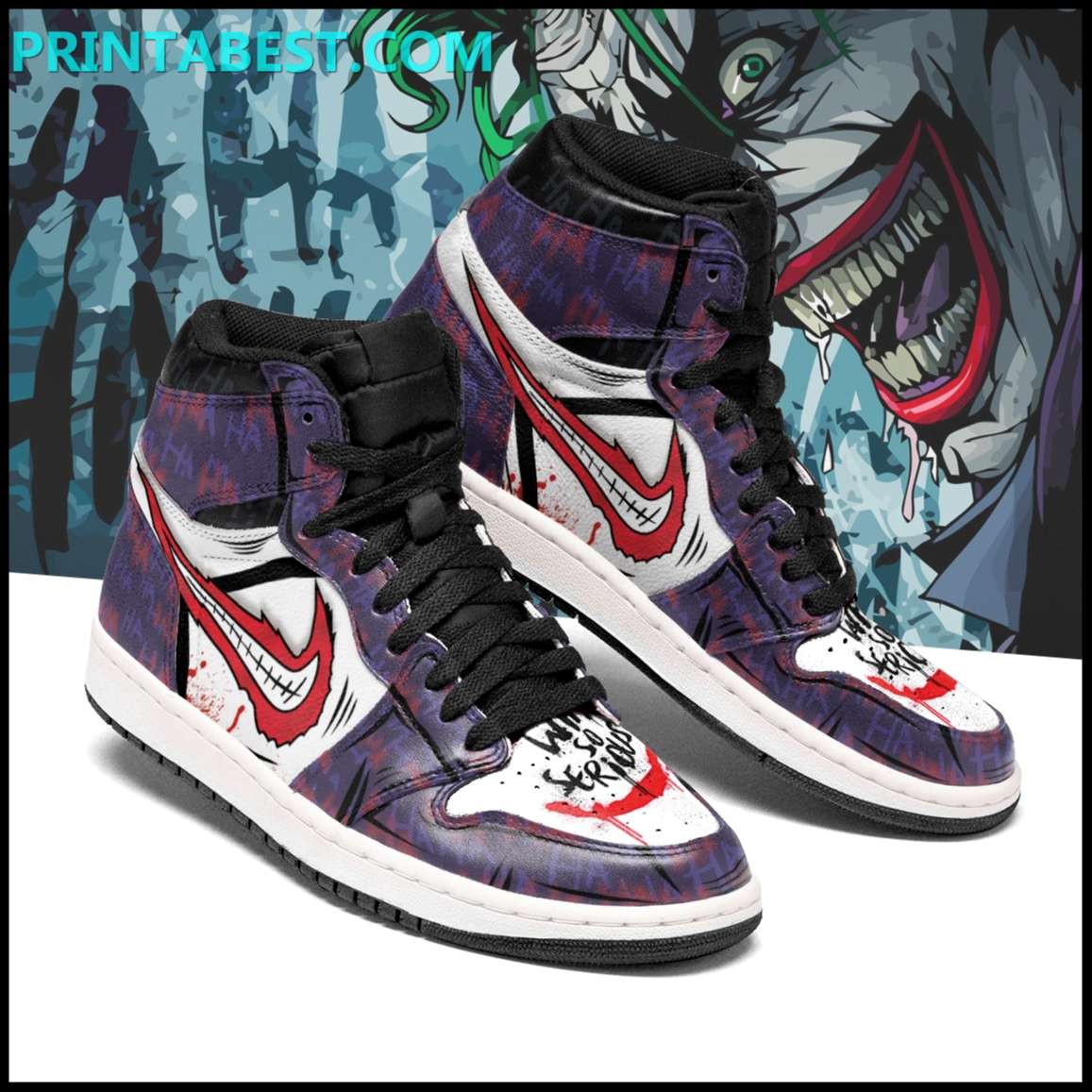 Joker Why So Serious Custom Air Jordan 1 High Top Sneakers Custom Shoes ...