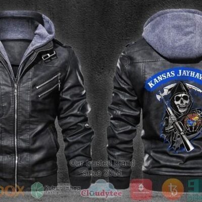 Kansas Jayhawks NCAA Basketball Sons Of Anarchy Black Leather Jacket LJ1554