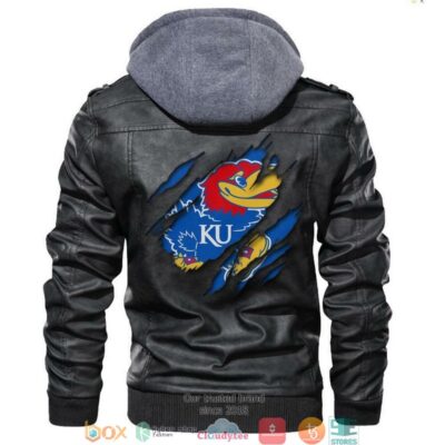 Kansas Jayhawks NCAA Black Motorcycle Leather Jacket LJ1556