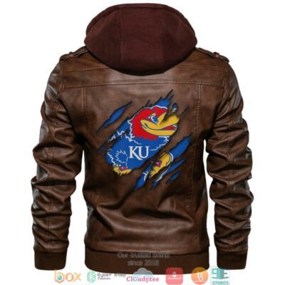 Kansas Jayhawks NCAA Brown Motorcycle Leather Jacket LJ1557