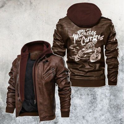 Los Machetes Oe Carreras Skull Black Brown Red Leather Jacket With Removable Hood For Mens Motorcycle Biking Racer LJ4531 1 Los Machetes Oe Carreras Skull Black Brown Red Leather Jacket With Removable Hood For Mens Motorcycle Biking Racer LJ4531 1