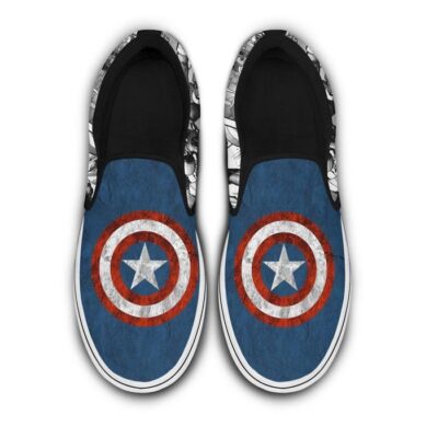 Marvel Captain America Vibranium Blue White Patterns Disney Graphic Cartoon Unisex Slip On Low Top Canvas Shoes 4 Marvel Captain America Vibranium Blue White Patterns Disney Graphic Cartoon Unisex Slip On Low Top Canvas Shoes 4