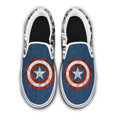 Marvel Captain America Vibranium Blue White Patterns Disney Graphic Cartoon Unisex Slip On Low Top Canvas Shoes 5 Marvel Captain America Vibranium Blue White Patterns Disney Graphic Cartoon Unisex Slip On Low Top Canvas Shoes 5