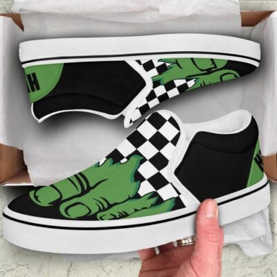 Marvel Hulk Green Black White Patterns Disney Graphic Cartoon Unisex Slip On Low Top Canvas Shoes 2
