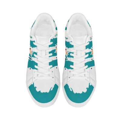 Miami Dolphins Low Top Leather Skate Shoes Tennis Shoes Sneaker For Fans White Sole 3