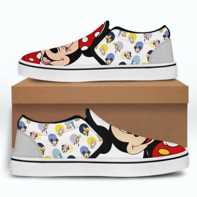 Mickey & Minnie Mouse White Patterns Disney Graphic Cartoon Unisex Slip On Low Top Canvas Shoes 5 Mickey Minnie Mouse White Patterns Disney Graphic Cartoon Unisex Slip On Low Top Canvas Shoes 5