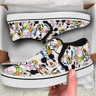 Mickey Mouse & Friends Rainbow Patterns Disney Graphic Cartoon Unisex Slip On Low Top Canvas Shoes 3 Mickey Mouse Friends Rainbow Patterns Disney Graphic Cartoon Unisex Slip On Low Top Canvas Shoes 3