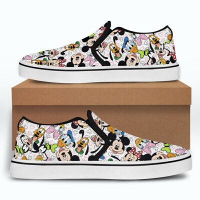 Mickey Mouse & Friends Rainbow Patterns Disney Graphic Cartoon Unisex Slip On Low Top Canvas Shoes 4 Mickey Mouse Friends Rainbow Patterns Disney Graphic Cartoon Unisex Slip On Low Top Canvas Shoes 4