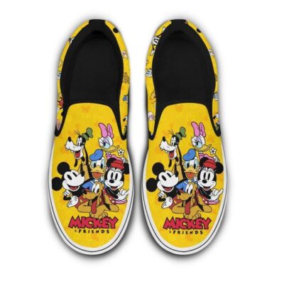 Mickey Mouse & Friends Yellow Patterns Disney Graphic Cartoon Unisex Slip On Low Top Canvas Shoes 5 Mickey Mouse Friends Yellow Patterns Disney Graphic Cartoon Unisex Slip On Low Top Canvas Shoes 5