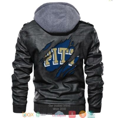 Pittsburgh Panthers NCAA Black Motorcycle Leather Jacket LJ2226
