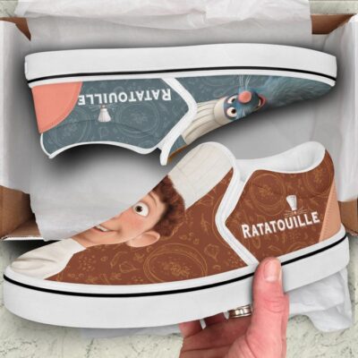 Remy Ratatouille Alfredo Linguini Brown Gray Pattern Disney Graphic Cartoon Unisex Slip On Low Top Canvas Shoes 3 Remy Ratatouille Alfredo Linguini Brown Gray Pattern Disney Graphic Cartoon Unisex Slip On Low Top Canvas Shoes 3