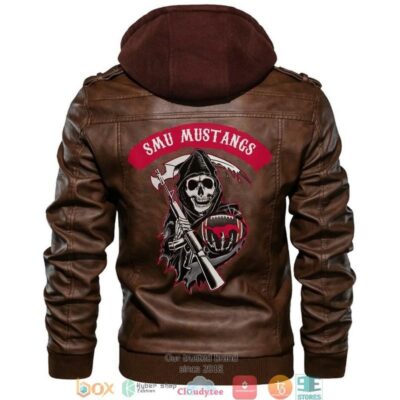 Smu Mustangs NCAA Football Sons Of Anarchy Brown Motorcycle Leather Jacket LJ2413