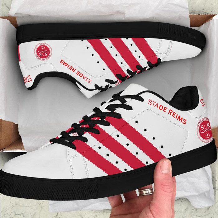 Stade-de-Reims-Low-Top-Leather-Skate-Shoes-Tennis-Shoes-Sneaker-For-Fans-Black-Sole Stade de Reims Low Top Leather Skate Shoes