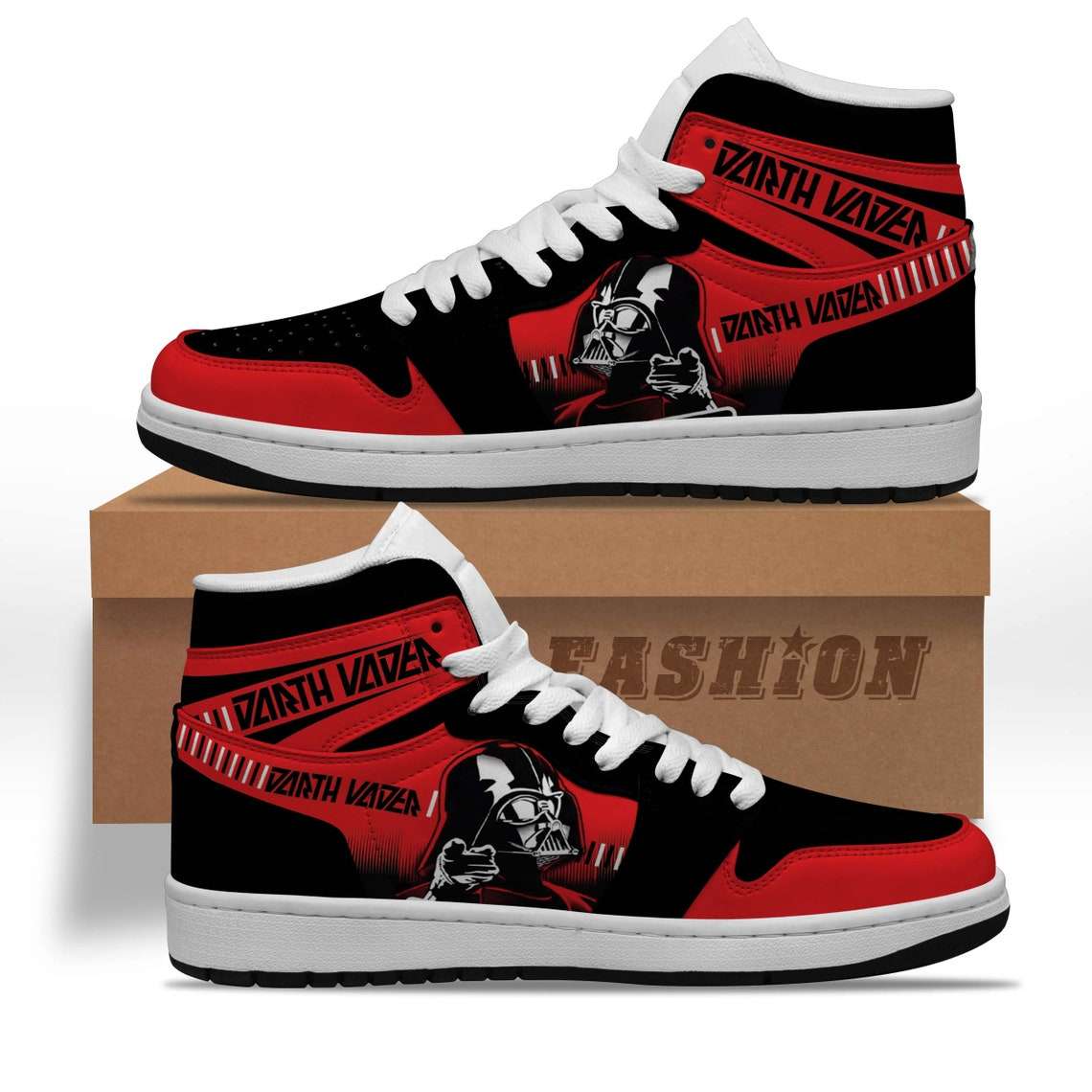 Star Wars Darth Vader Red Black Air Jordan 1 High Top Sneakers Custom ...