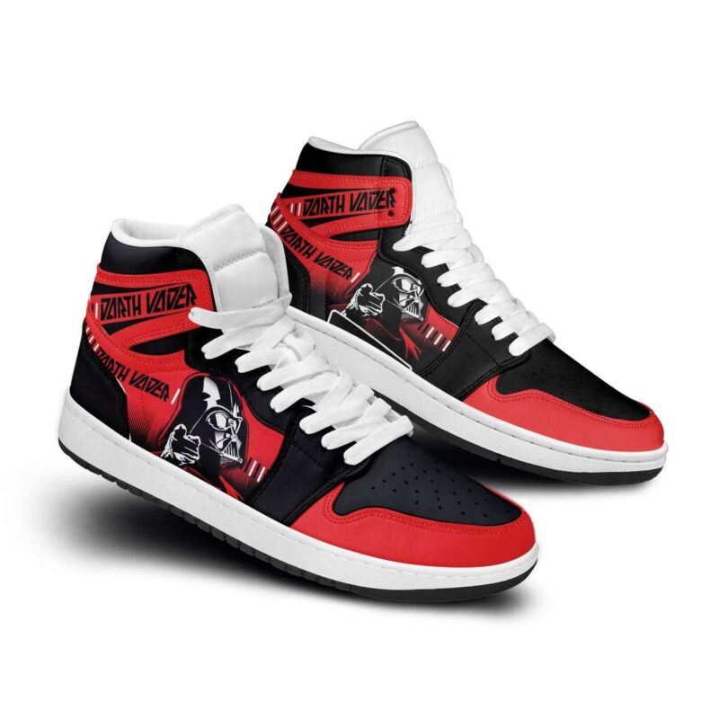 Star Wars Darth Vader Red Black Air Jordan 1 High Top Sneakers Custom Shoes For Fans