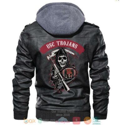 USC Trojans NCAA Football Sons Of Anarchy Black Leather Jacket LJ2776