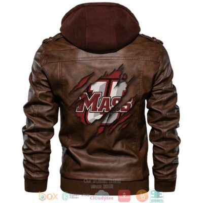 Umass Minutemen NCAA Brown Leather Jacket LJ2760