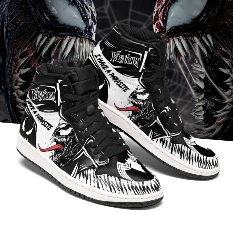 Venom I Have A Parasite Black And White Air Jordan 1 High Top Sneakers Custom Shoes