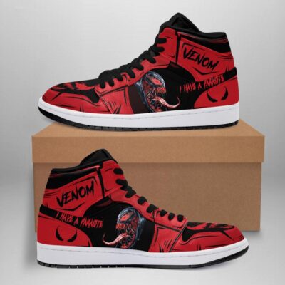 Venom I Have A Parasite Red And Black Air Jordan 1 High Top Sneakers Custom Shoes 2