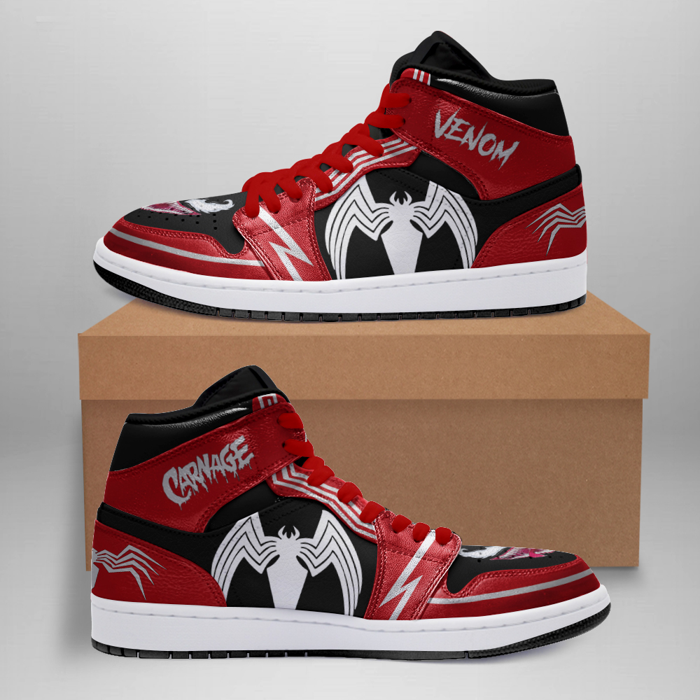 Venom vs Carnage Air Jordan 1 High Top Sneakers Custom Shoes – Let the ...