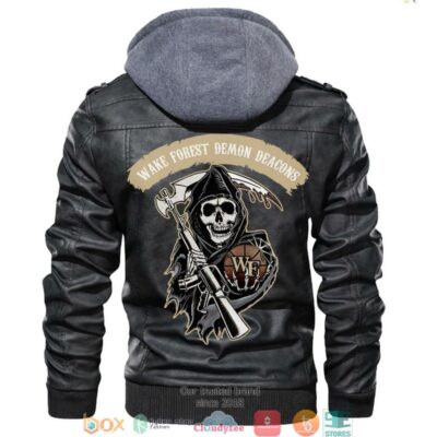 Wake Forest Demon Deacons NCAA Basketball Sons Of Anarchy Black Motorcycle Leather Jacket LJ2901