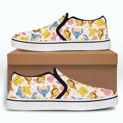 Winnie The Pooh & Friends Chibi Patterns Disney Graphic Cartoon Unisex Slip On Low Top Canvas Shoes 4 Winnie The Pooh Friends Chibi Patterns Disney Graphic Cartoon Unisex Slip On Low Top Canvas Shoes 4