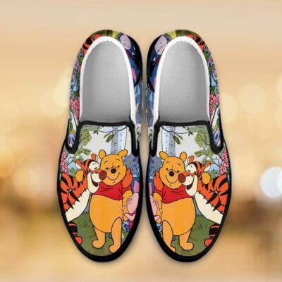 Winnie The Pooh and Tigger Too Custom Sip On Shoes, Halloween Canvas Shoes, Pooh and Tigger Too Shoes, Pooh Tigger Kids Shoes