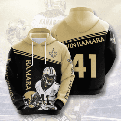 Alvin Kamara 41 Signature New Orleans Saints 3D Unisex Hoodie - Black Yellow TSH1964