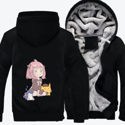 Anya And Pokemon Spy x Family Fleece Zip Hoodie Jacket 3