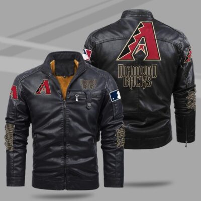 Arizona Diamondbacks Fleece Leather Jacket CFLJ044 2