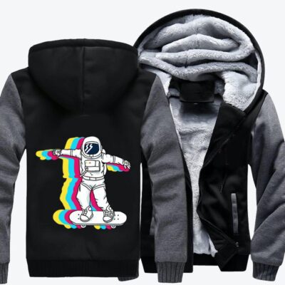 Astronaut Who Likes to Skateboard Pop Art Fleece Zip Hoodie Jacket 2