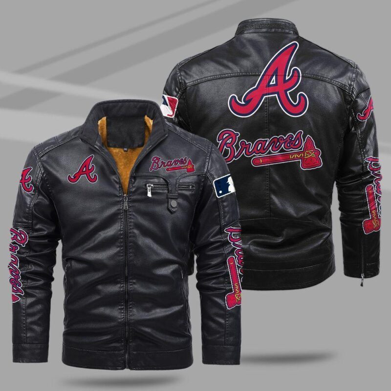 Atlanta Braves Fleece Leather Jacket CFLJ043 1