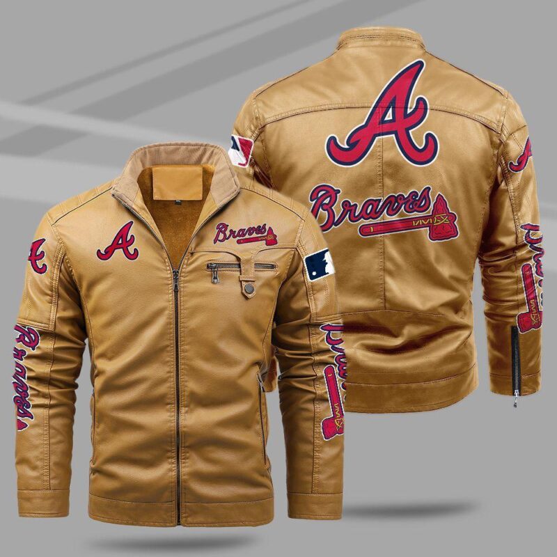 Atlanta Braves Fleece Leather Jacket CFLJ043