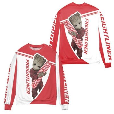 Baby Groot & Freightliner Ugly Christmas Sweater - Red White