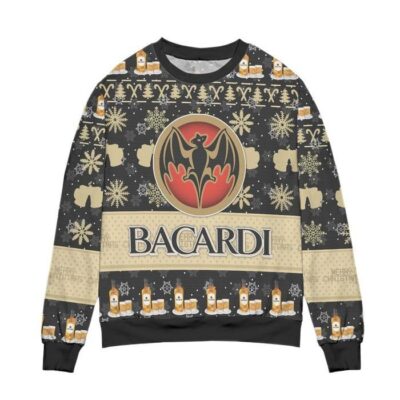 Bacardi Rum Snowflake Pattern Ugly Christmas Sweater 1