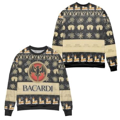 Bacardi Rum Snowflake Pattern Ugly Christmas Sweater