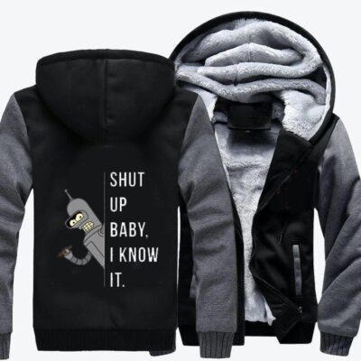 Bender Shut Up Baby I Know It Futurama Fleece Zip Hoodie Jacket 2