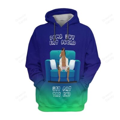 BoJack Horseman Dumb Eat Buy Bread Get The Fat End Rainbow Unisex 3D Hoodie - Blue TSH819