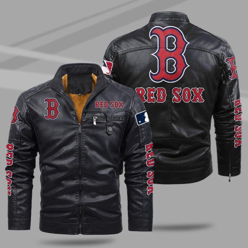 Boston Red Sox Fleece Leather Jacket CFLJ041