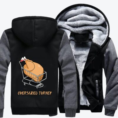 Bought An Oversized Turkey Thanksgiving Fleece Zip Hoodie Jacket 2
