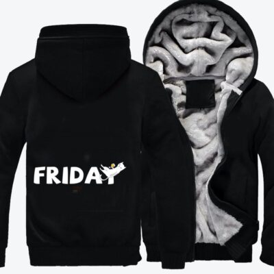 Cat Drinking Beer On Friday Cat Fleece Zip Hoodie Jacket 3