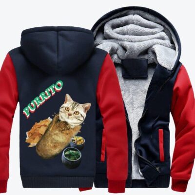 Cat In A Burrito Cat Fleece Zip Hoodie Jacket 1
