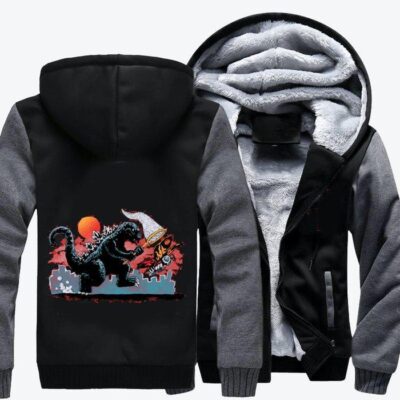 Catching Kaiju Godzilla Fleece Zip Hoodie Jacket 2